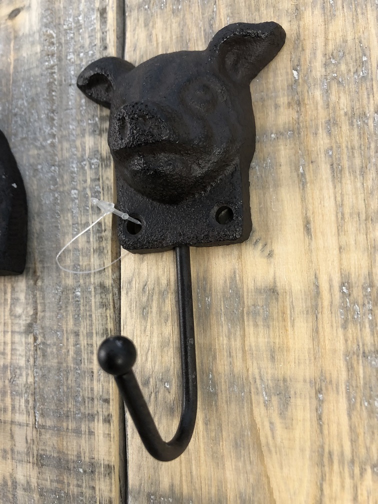 Set of 4 Coat hooks - Farm Animals - Cast iron - Antique Brown 