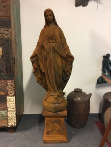 Mutter Maria / Mother Mary, große Vollstein-Oxyd-Statue auf Sockel, TOP!!