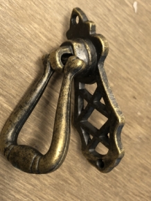 Vintage laden, kastdeur handvat, brass-messing.