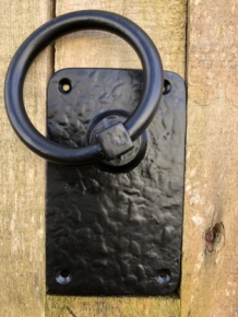 Rustic large ring as a door shutter/gate shutter-black coated metal.