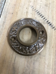 Decorative rosette - patinated brass - for door handle or knob