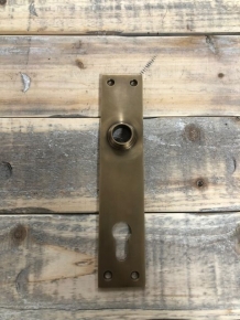 1 Long doorplate patinated brass, door hardware COVA, PZ92, cylinder lock suitable.