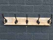 coat rack with 5 double hooks in antique iron.