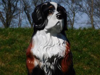 Statue Dog - 76 cm -Polystone - Black, White with Brown