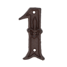 House number - numeral 1 - cast iron brown