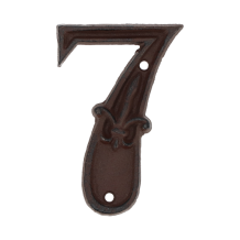 House number - digit 7 - cast iron brown