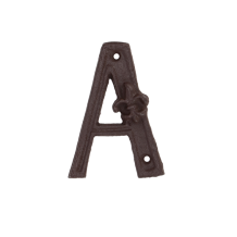 Stylish letter “A” for house wall, extension of house number in antique style