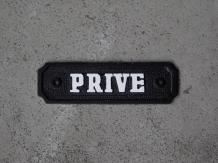 Classic door sign Prive - black and white - cast iron