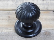 Fixed door knob with rosette - black - iron