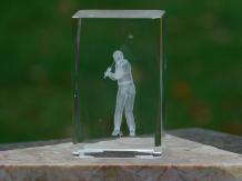 Statue golfer in glass - 3D - marble base
