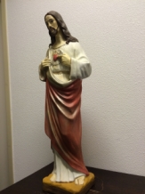 Jesus sacred heart statue, full of stone, original church statue in color.