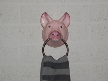 Towel ring 'Pig Head' - cast iron