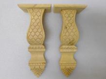 Set of 2 Wooden Wall Consoles - Hand-carved