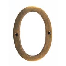 House number ‘0’, antique brass