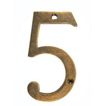 House number ‘5’, antique brass