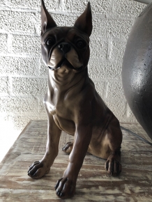 French bulldog model, craftwood-brown sitting., LAST!!