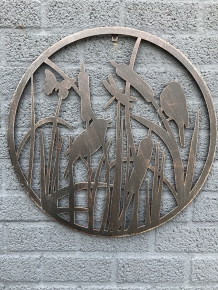 Wall ornament, wall decoration metal round, birds