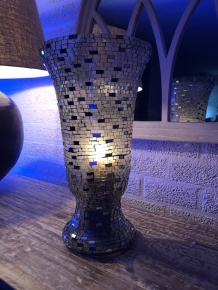 Vase lantern, chimney moz crystal, with mirrored disco effect.