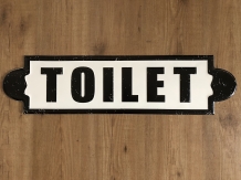 Wandbord, naamplaat XL, met tekst: Toilet in old-look.