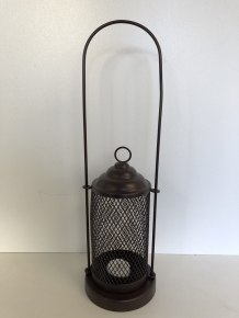 Candlestick, storm lantern, metal brown.