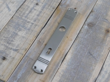 1 Long door plate ''Laudi'' in nickel matt, 1930s style, room door lock suitable bb72.