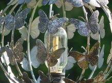 Lantern with Butterflies - Metal - Round - Lighting included