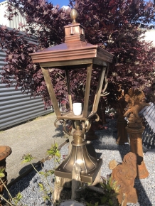 Lamp brass-copper X on base, great look!!!