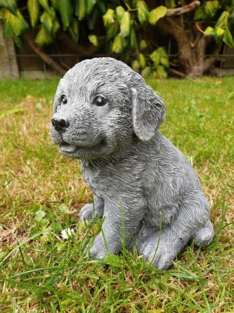 Golden Retriever puppy, dog, garden sculpture