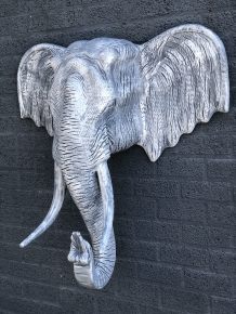 Fors wandornament van een olifant, beton look, heel groot en fors!