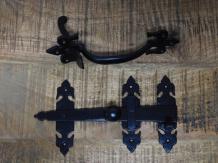 Antique gate lock - door bolt - black - trap lock - made of iron