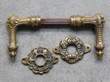Retro Set of Handles with Rosettes - Brass - Antique Style