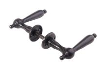 Black door handles with rosette, set, cast iron - classic