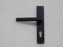 Set of Door Hardware with Long Plates - PC 72 - Grainy Black