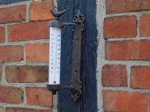 Frame thermometer with bird - cast iron - weatherproof