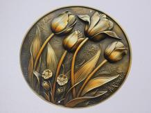 Wandschild Tulpen und Blumen - Metall