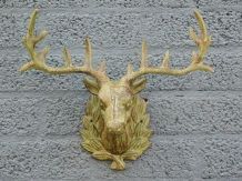 Wandornament Hirsch - grün/braun - Gusseisen