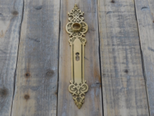 1 Long door plate Tilspit - polished brass, as an antique, room door lock suitable.