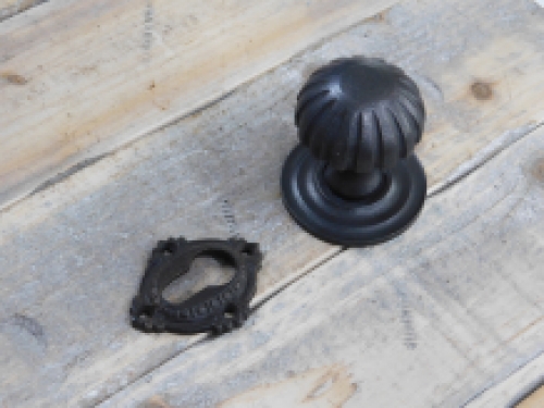 Fixed Doorknob Narrow - with Rosette - Antique Iron - Dark brown