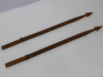 Set of 2 Hinges with Long Band - Rustic Wrought Iron - Rust