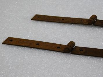 Set of 2 Hinges with Long Band - Rustic Wrought Iron - Rust