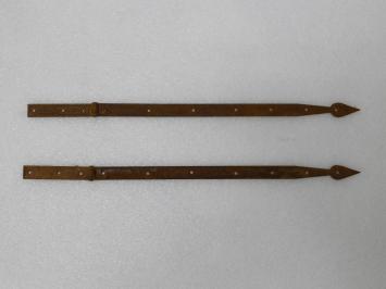 Set of 2 Hinges with Long Band - Rustic Wrought Iron - Rust