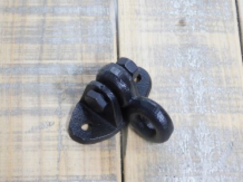 Movable ceiling hook / wall hook ring, large eye - cast iron - black