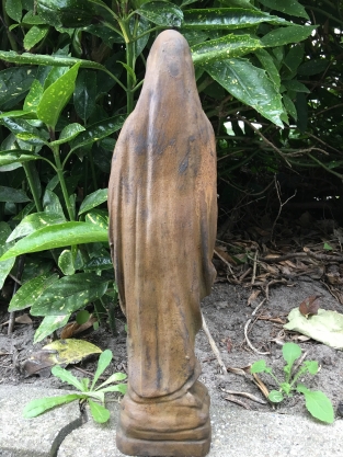 Statue of Mary full of stone, beautiful in detail, oxide color