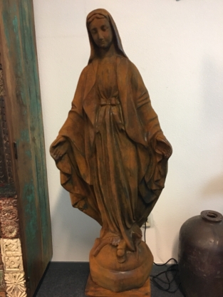 Mutter Maria / Mother Mary, große Vollstein-Oxyd-Statue auf Sockel, TOP!!