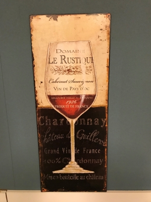 1 x Metal design sign with a beautifully painted wine glass and text influences.