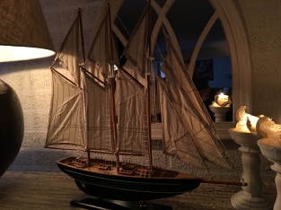 Sailboat 3 master Marco polo on stand, handmade, very beautiful.