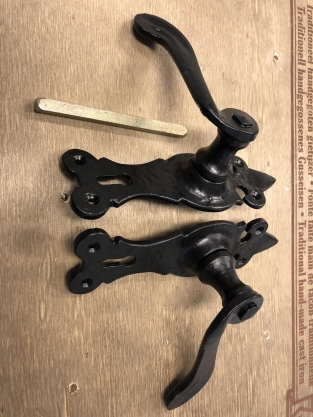 Exclusive set of door hardware - wrought iron - black powder coating - BB55' - weatherproof