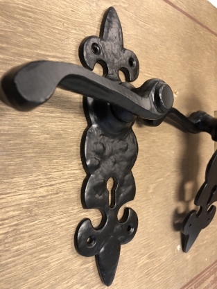 Exclusive set of door hardware - wrought iron - black powder coating - BB55' - weatherproof