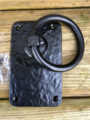 Rustic large ring as a door shutter/gate shutter-black coated metal.