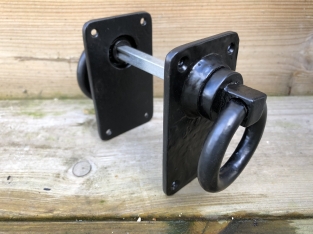 Set-rustic black rings set as door closers/gate closers, beautifully nostalgic.